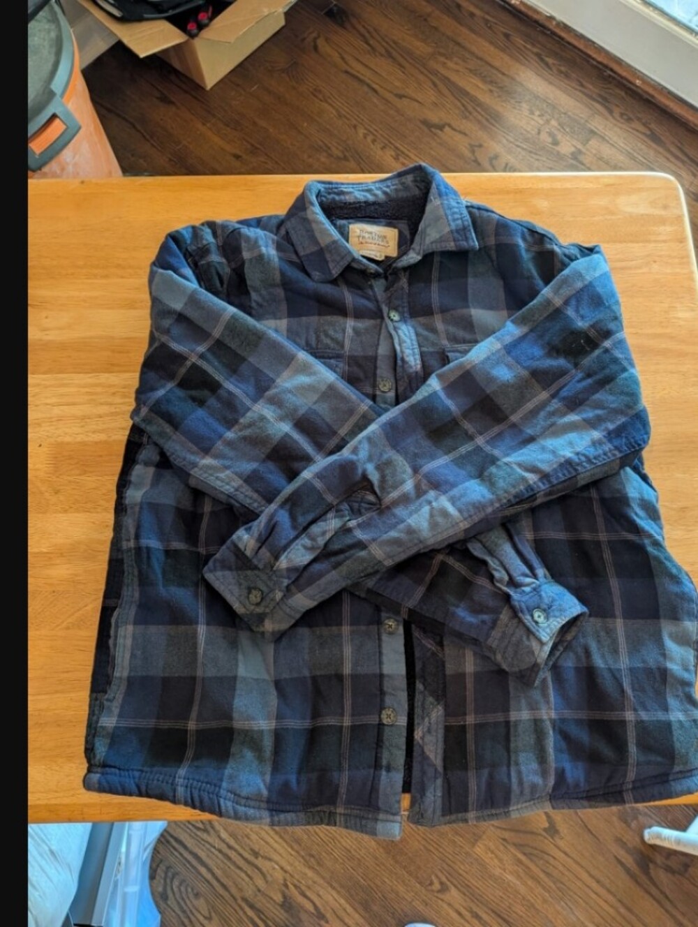 Boston Traders Navy and Black Plaid Shirt Jacket